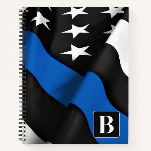 Thin Blue Line Flag gepersonaliseerd politie Notit Notitieboek (Voorkant)