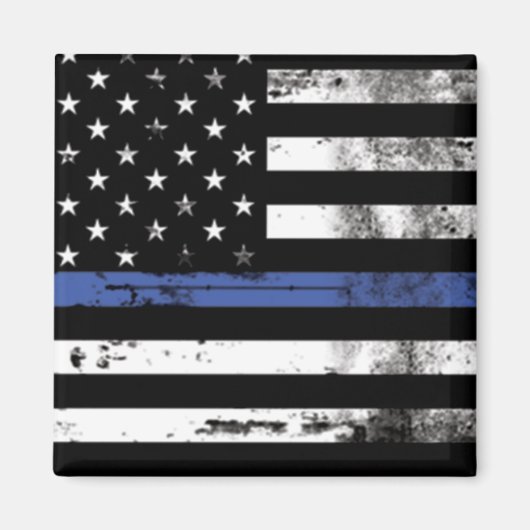Thin Blue Line Flag Grunge Police Magnet (Voorkant)