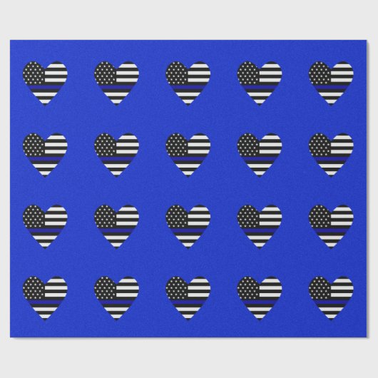 Thin Blue Line Flag Heart Cadeaupapier (Vlak)