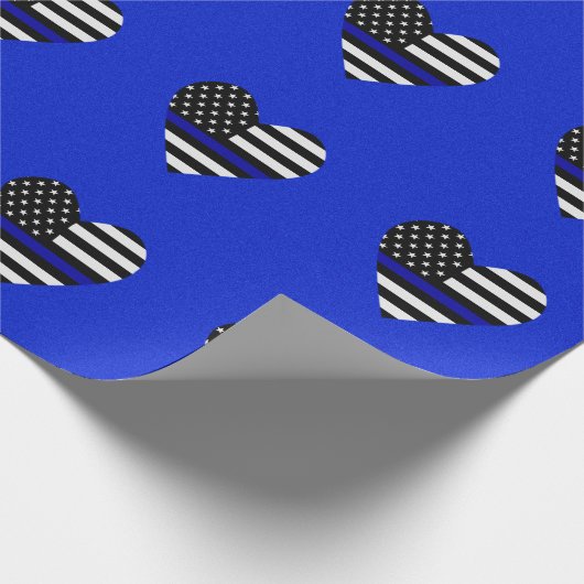 Thin Blue Line Flag Heart Cadeaupapier (Hoek)