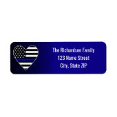 Thin Blue Line Flag Heart Etiket (Voorkant)