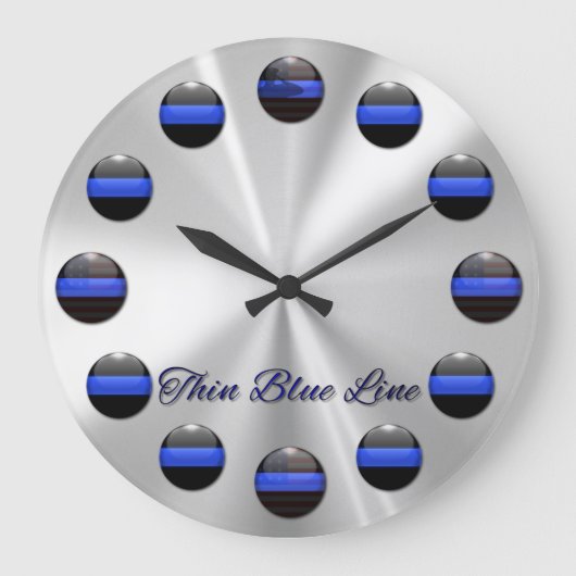 Thin Blue Line Flag Inlay Buttonnen Grote Klok (Voorkant)