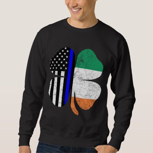 Thin Blue Line Flag Irish American St. Patricks Da Trui (Voorkant)