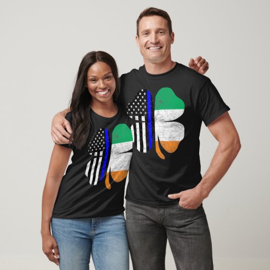 Thin Blue Line Flag Irish American St. Patricks T-shirt (Unisex)