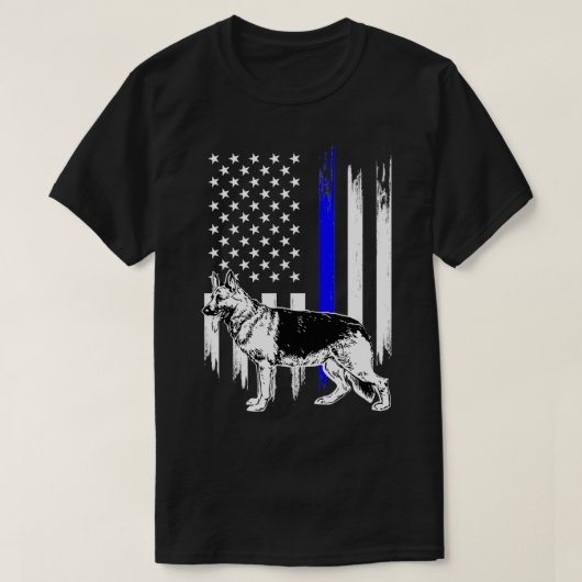 Thin Blue Line Flag K9 German Shepherd Police Dog T-shirt (Design voorkant)