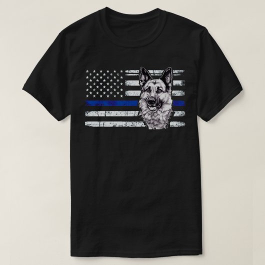 Thin Blue Line Flag K9 Shirt German Shepherd Polic (Design voorkant)