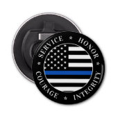 Thin Blue Line Flag Law Enforcement Officer Button Flesopener (Voorkant)