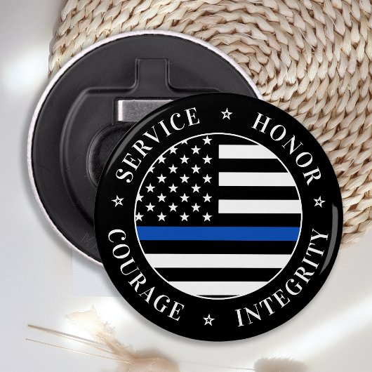 Thin Blue Line Flag Law Enforcement Officer Button Flesopener