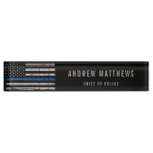 Thin Blue Line Flag Law Enforcement Officer Naambordje (Voorkant)