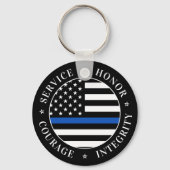 Thin Blue Line Flag Law Enforcement Officer Sleutelhanger (Achterkant)
