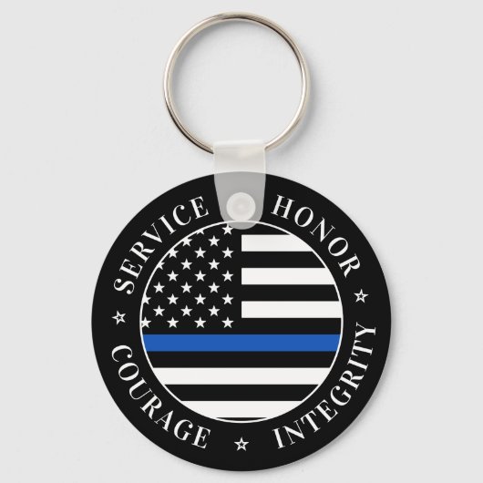 Thin Blue Line Flag Law Enforcement Officer Sleutelhanger (Achterkant)
