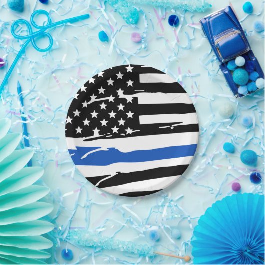 Thin Blue Line Flag Law Enforcement Police Party Papieren Bordje (Feest)