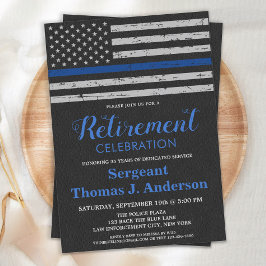 Thin Blue Line Flag Leather Police Retirement Kaart