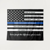 Thin Blue Line Flag Persoonlijk pensioen van polit Wandkleed (Voorkant (horizontaal))