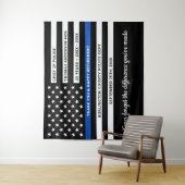 Thin Blue Line Flag Persoonlijk pensioen van polit Wandkleed (In situ)