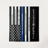 Thin Blue Line Flag Persoonlijk pensioen van polit Wandkleed (Voorkant)