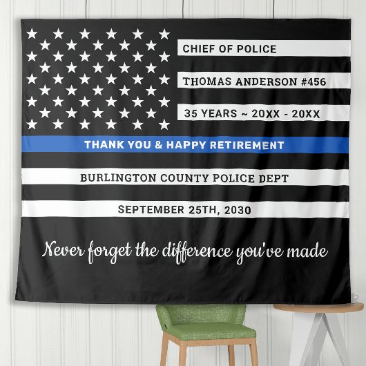 Thin Blue Line Flag Persoonlijk pensioen van polit Wandkleed