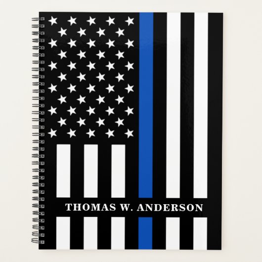 Thin Blue Line Flag Persoonlijke naampolitie Planner (Voorkant)