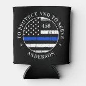 Thin Blue Line Flag Persoonlijke politieman Blikjeskoeler (Voorkant)