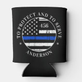 Thin Blue Line Flag Persoonlijke politieman Blikjeskoeler (Achterkant)