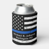 Thin Blue Line Flag Persoonlijke politieman Blikjeskoeler (Blikje Voorkant)