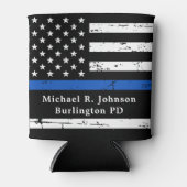 Thin Blue Line Flag Persoonlijke politieman Blikjeskoeler (Voorkant)