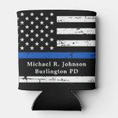 Thin Blue Line Flag Persoonlijke politieman Blikjeskoeler (Achterkant)