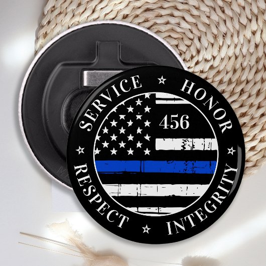 Thin Blue Line Flag Persoonlijke politieman Button Flesopener