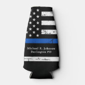 Thin Blue Line Flag Persoonlijke politieman Flesjeskoeler (Voorkant)