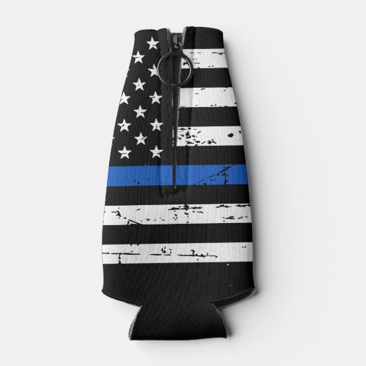 Thin Blue Line Flag Persoonlijke politieman Flesjeskoeler (Achterkant)