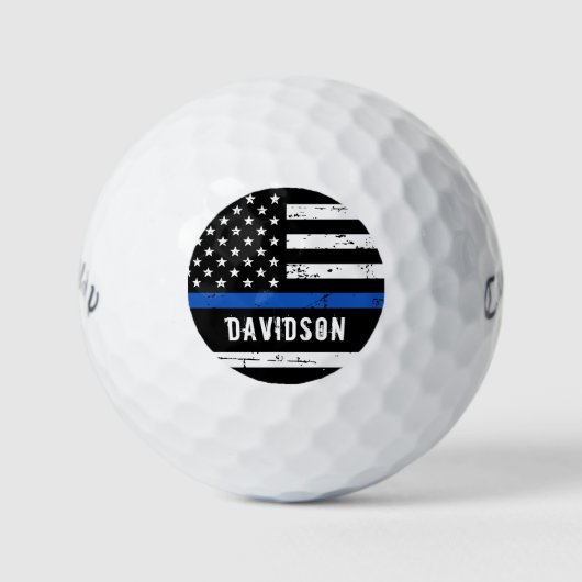 Thin Blue Line Flag Persoonlijke politieman Golfballen (Voorkant)