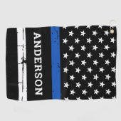 Thin Blue Line Flag Persoonlijke politieman Golfhanddoek (Horizontaal)