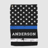 Thin Blue Line Flag Persoonlijke politieman Golfhanddoek (Voorkant)
