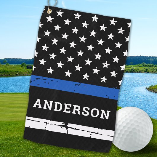 Thin Blue Line Flag Persoonlijke politieman Golfhanddoek