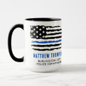 Thin Blue Line Flag Persoonlijke politieman Mok (Links)