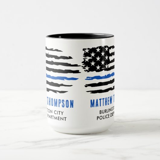 Thin Blue Line Flag Persoonlijke politieman Mok (Midden)