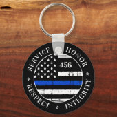 Thin Blue Line Flag Persoonlijke politieman Sleutelhanger (Voorkant)