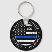 Thin Blue Line Flag Persoonlijke politieman Sleutelhanger (Achterkant)