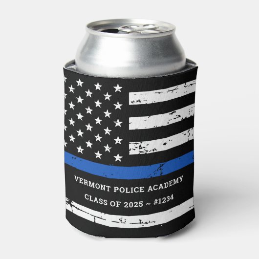 Thin Blue Line Flag Police Academy Afstuderen Blikjeskoeler (Blikje Voorkant)