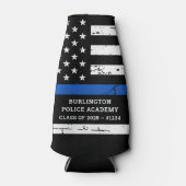 Thin Blue Line Flag Police Academy Afstuderen Flesjeskoeler (Voorkant)