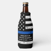 Thin Blue Line Flag Police Academy Afstuderen Flesjeskoeler (Fles Voorkant)