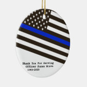 *~* Thin Blue Line Flag Police Bedankt Foto Keramisch Ornament (Rechts)