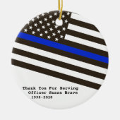 *~* Thin Blue Line Flag Police Bedankt Foto Keramisch Ornament (Voorkant)