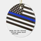 *~* Thin Blue Line Flag Police Bedankt Foto Keramisch Ornament (Links)