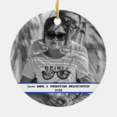 *~* Thin Blue Line Flag Police Bedankt Foto Keramisch Ornament (Achterkant)