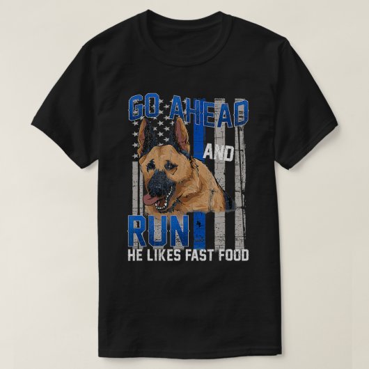 Thin Blue Line Flag Police Dog German Shepherd K9 T-shirt (Design voorkant)