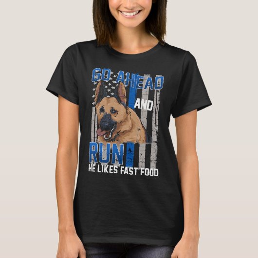 Thin Blue Line Flag Police Dog German Shepherd K 9 T-shirt (Voorkant)