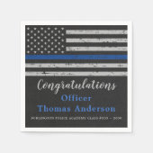 Thin Blue Line Flag Police Officer Afstuderen Napk Servet (Voorkant)