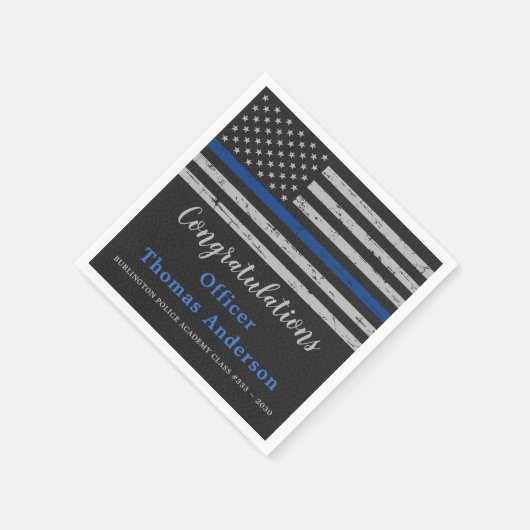 Thin Blue Line Flag Police Officer Afstuderen Napk Servet (Hoek)
