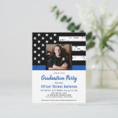 Thin Blue Line Flag Police Officer Afstuderen Uitnodiging Briefkaart (Staand voorkant)